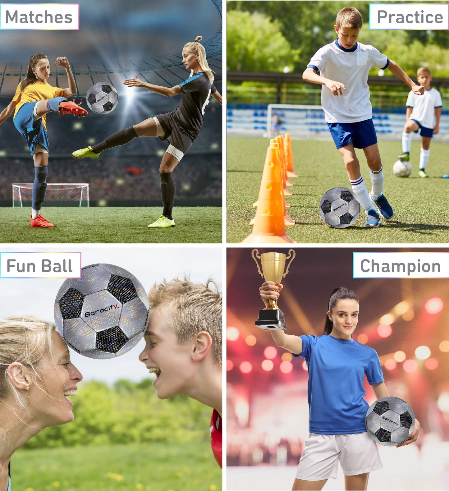 Barocity Classic Black & Silver Soccer Ball Size 5