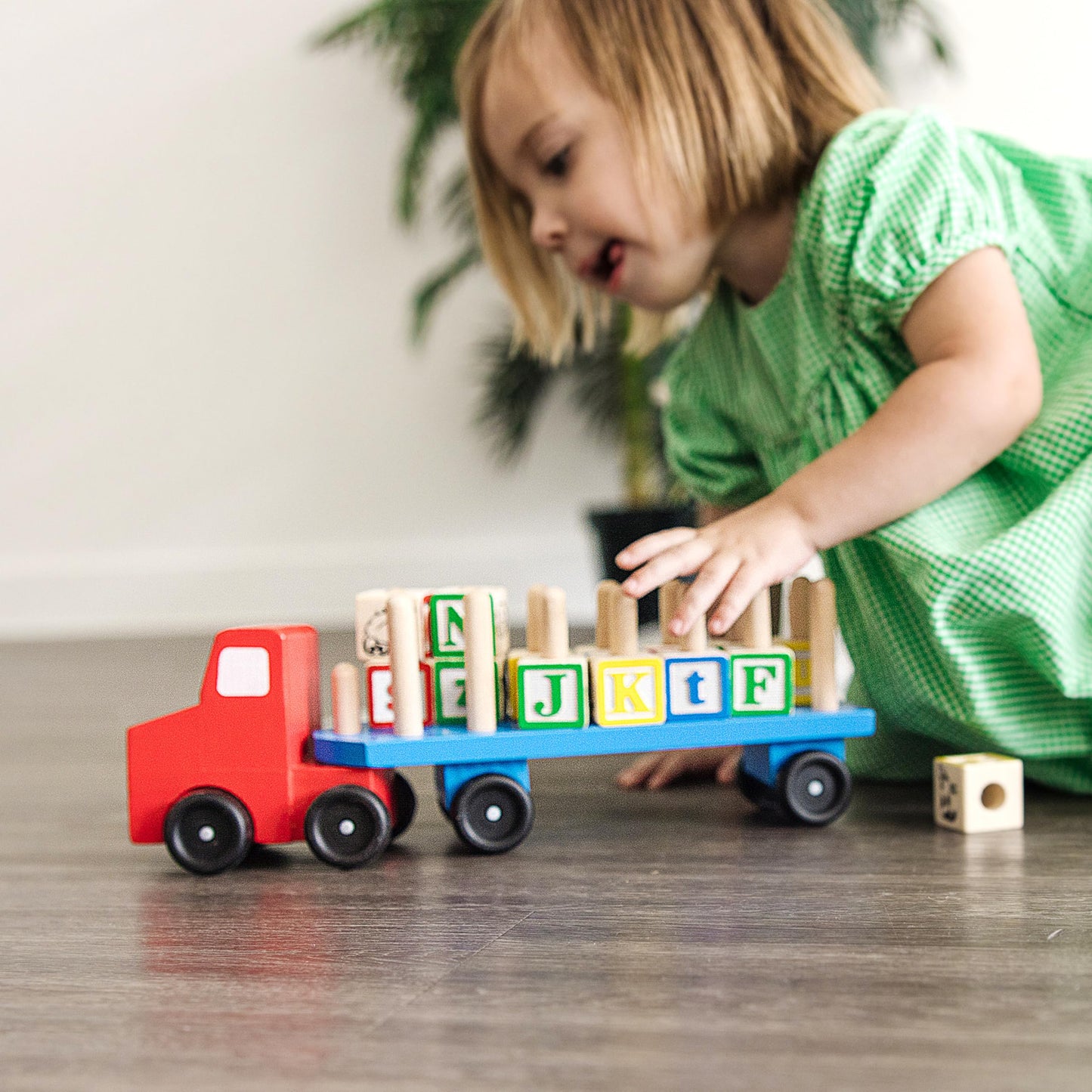 Melissa & Doug Alphabet Blocks Wooden Truck Educational Toy
