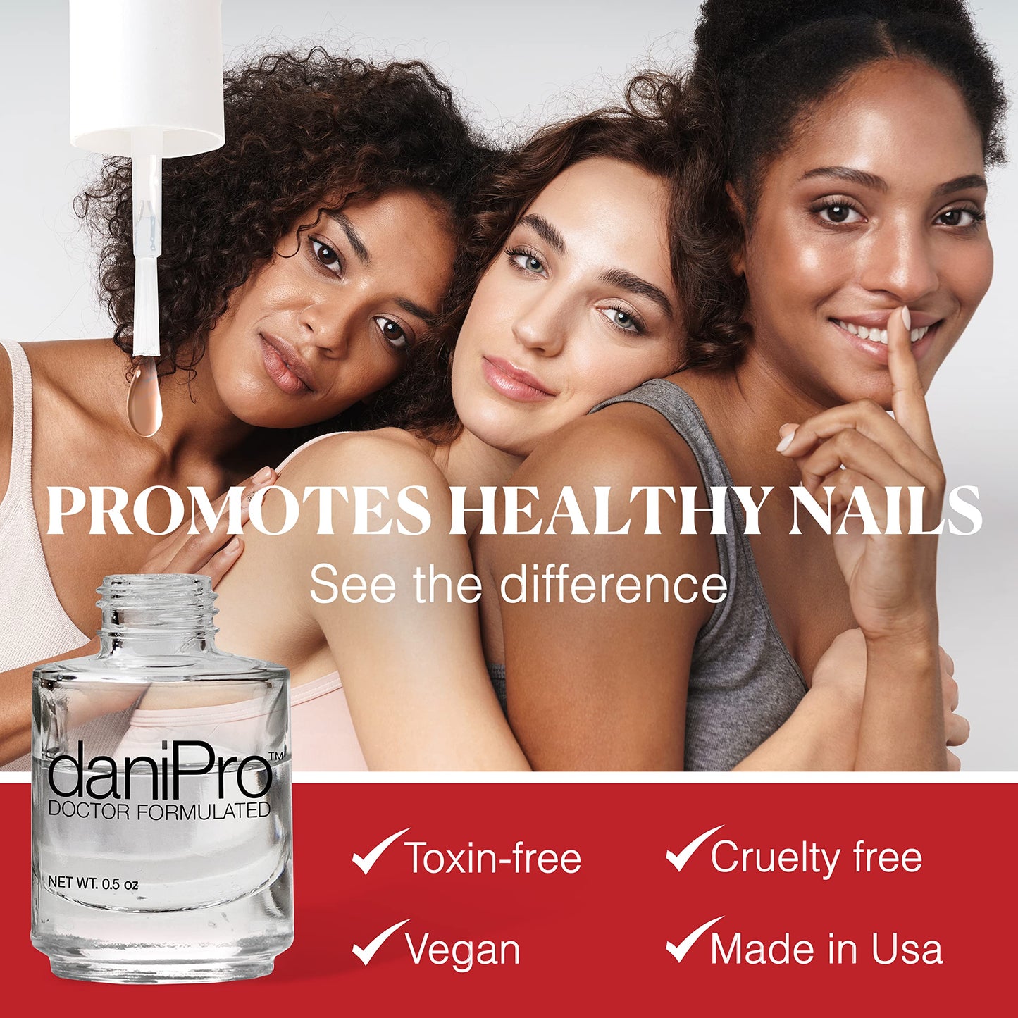 daniPro Doctor-Formulated Clear Base Coat Nail Polish, 0.5 oz - Base Coat Nail Polish with Undecylenic Acid, Vitamins & Biotin - Nail Base Coat