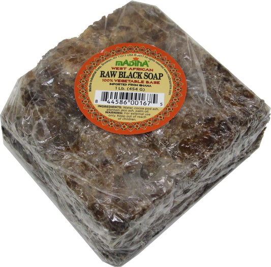 African Black Soap - Raw Best for Acne Treatment, Eczema, Dry Skin, Psoriasis, Scar Removal, Dandruff, Pimples Mark Removal, Anti-fungal Face & Body Beauty & Personal Care Madina