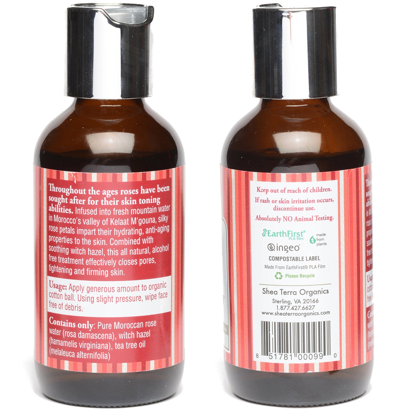 Shea Terra Organics Beauty Water, Toner & Face Mist - Damask Rose HIPS & Hazel | Natural Daily Hydrating Toner with Anti-Aging Rose & Witch Hazel