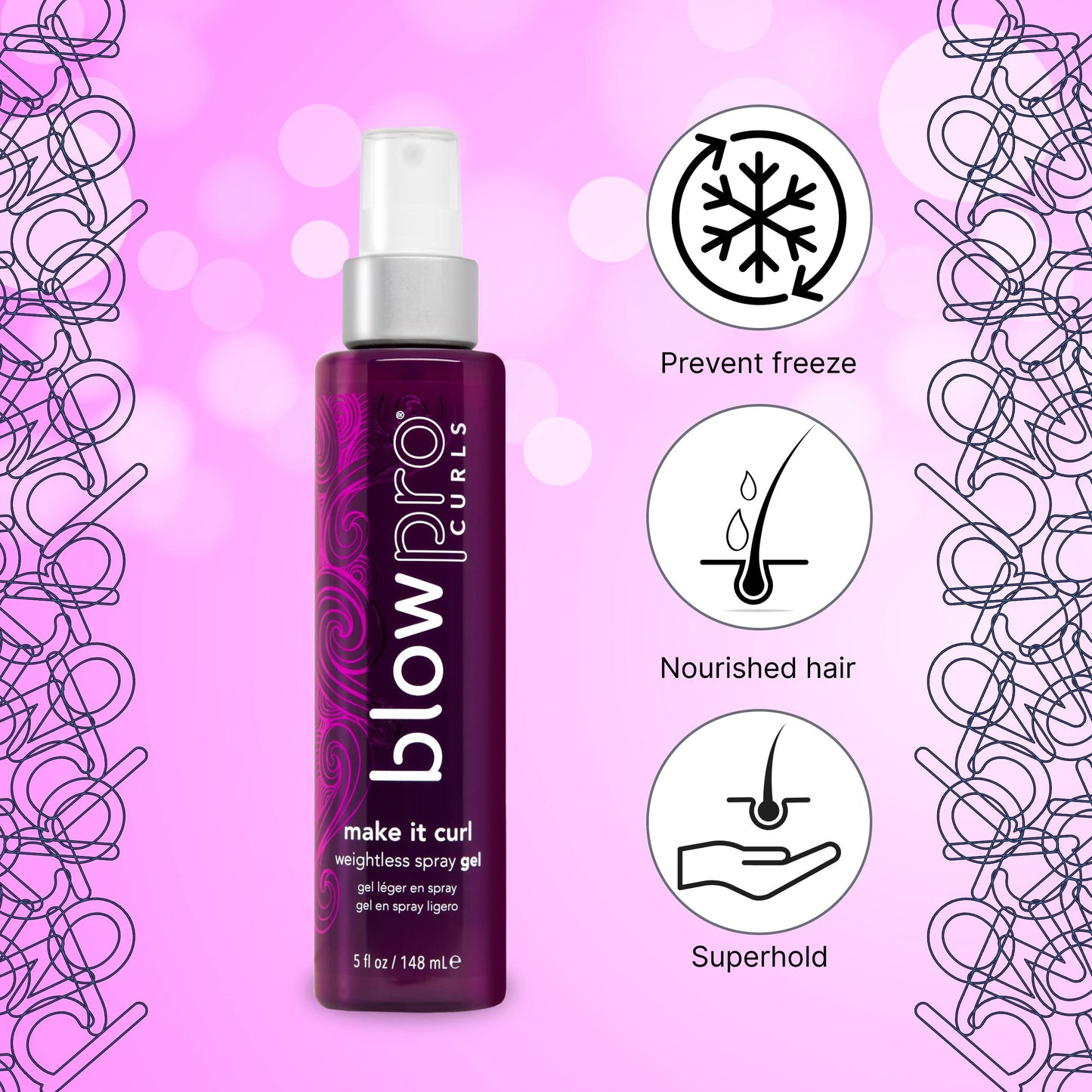blowpro Make It Curl Weightless Spray Gel 5oz, Boost & Locks in Curl Definition, Flexible Finish, All Day Beautiful Hold, Travel-Friendly Bottle, Can
