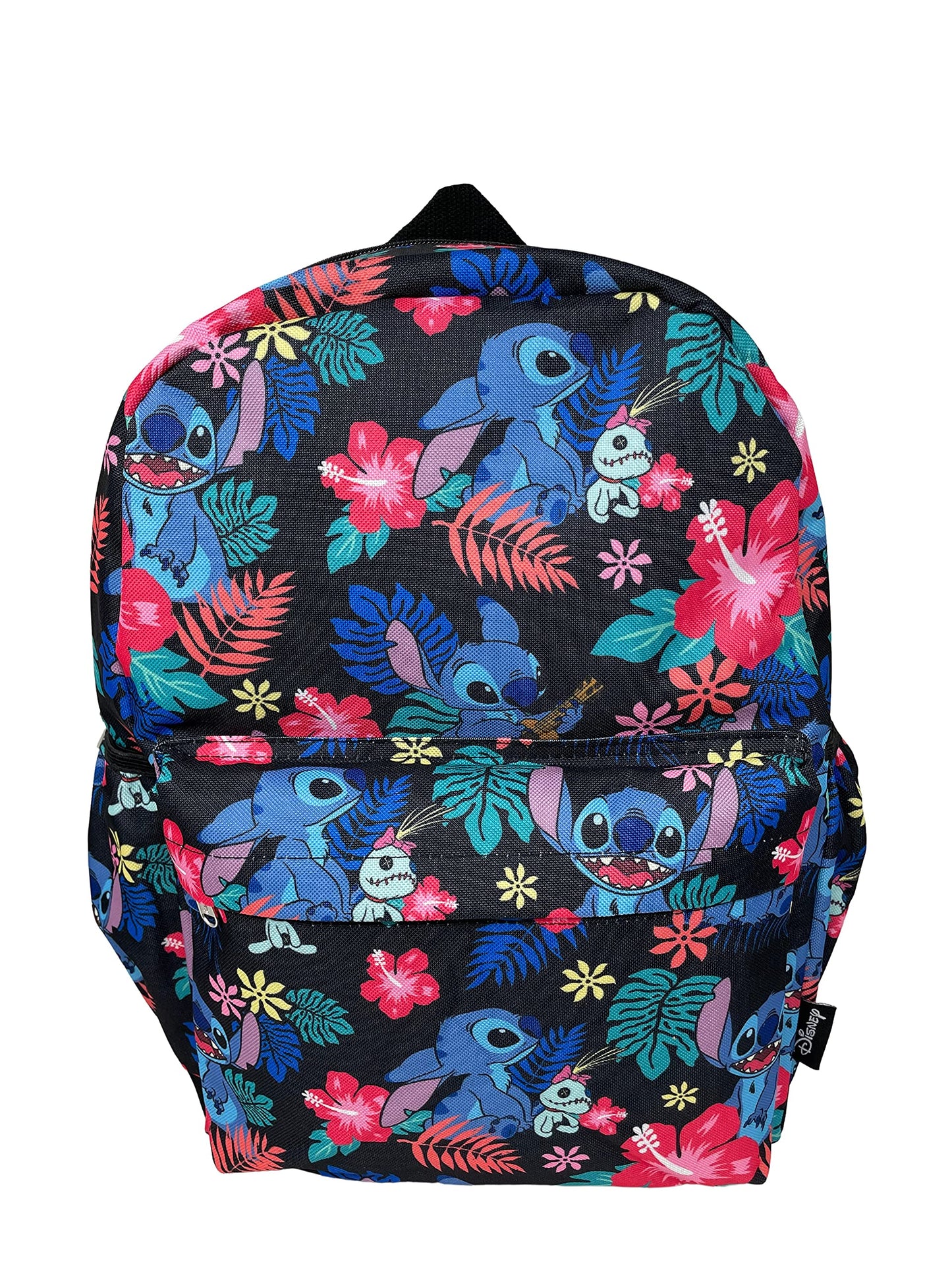 Disney Lilo and Stitch Allover Print Black 16 inch Girls Large School Backpack-black