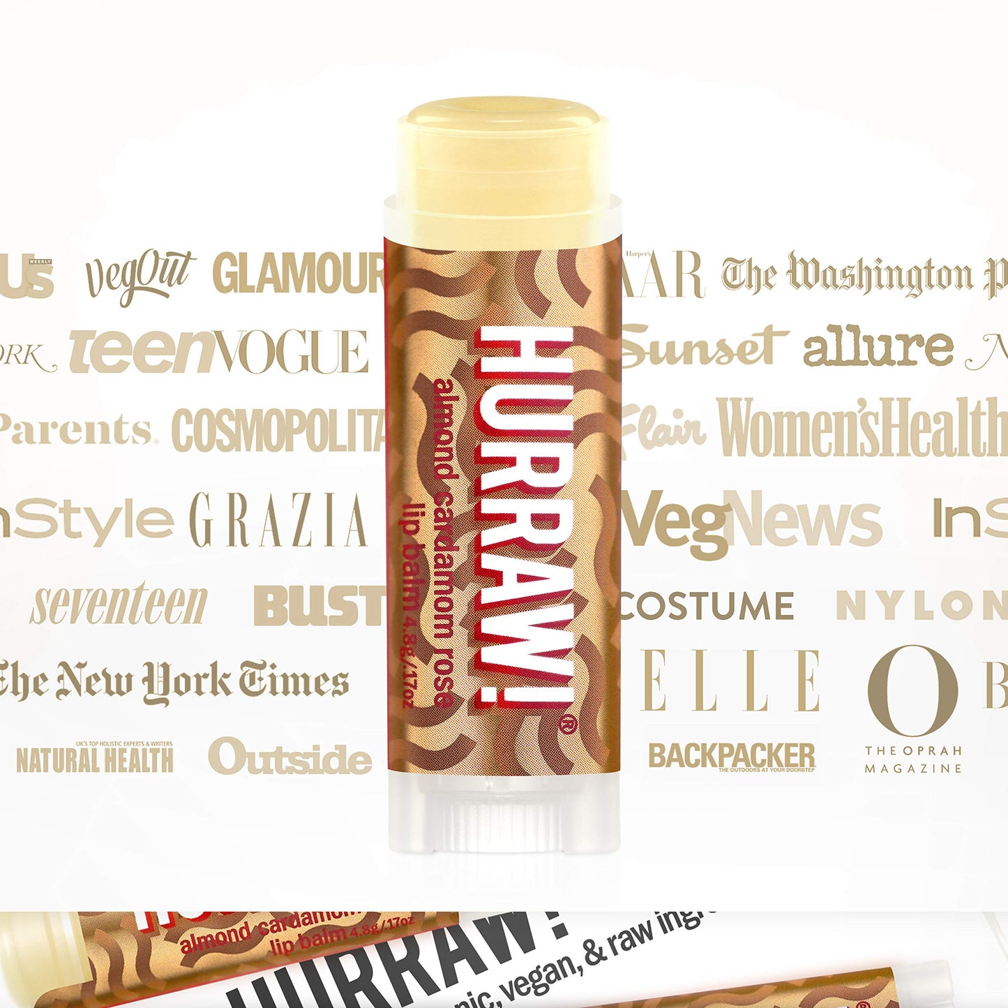 Hurraw! Almond, Cardamom, Rose (Vata) Lip Balm, 3 Pack: Organic, Certified Vegan, Cruelty and Gluten Free. Non-GMO, 100% Natural Ingredients. Bee