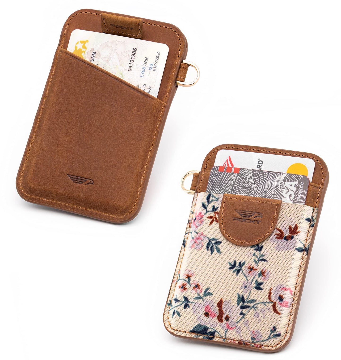 Pockt Slim Card Holder Wallet For Men And Women - Minimalist Front Pocket Elastic Credit Leather Rfid Blocking Case Wallets Bloom