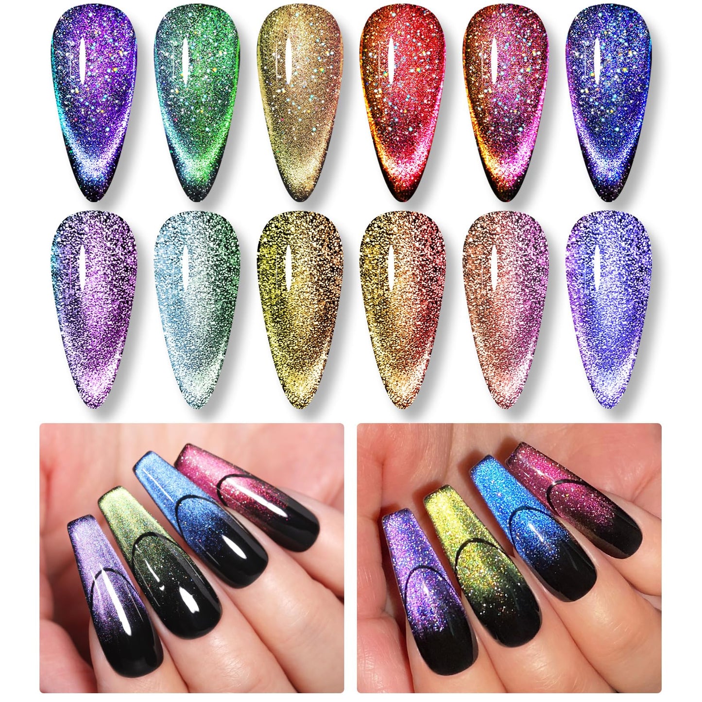 Born Pretty Christmas Cat Magnetic Eye Gel Nail Polish Fall Winter Jelly Red Green Black Blue Crystal Glass Magnetic Shimmer Glitter Nail Polish Salon Beauty and Personal Care Born Pretty
