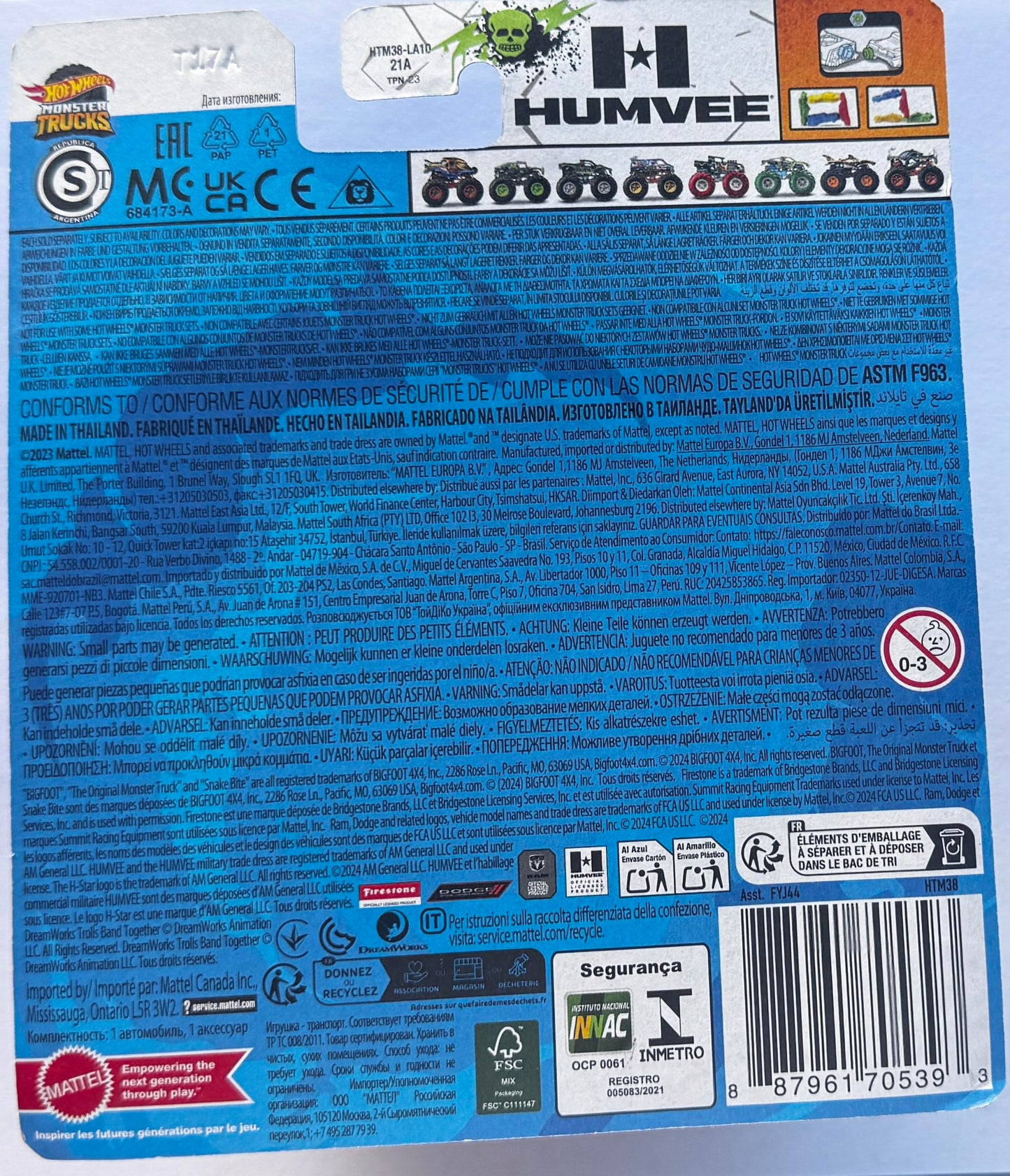 Hot Wheels Monster Trucks New for 2024 1:64 Scale (Crash Legends 5/6 Humvee)