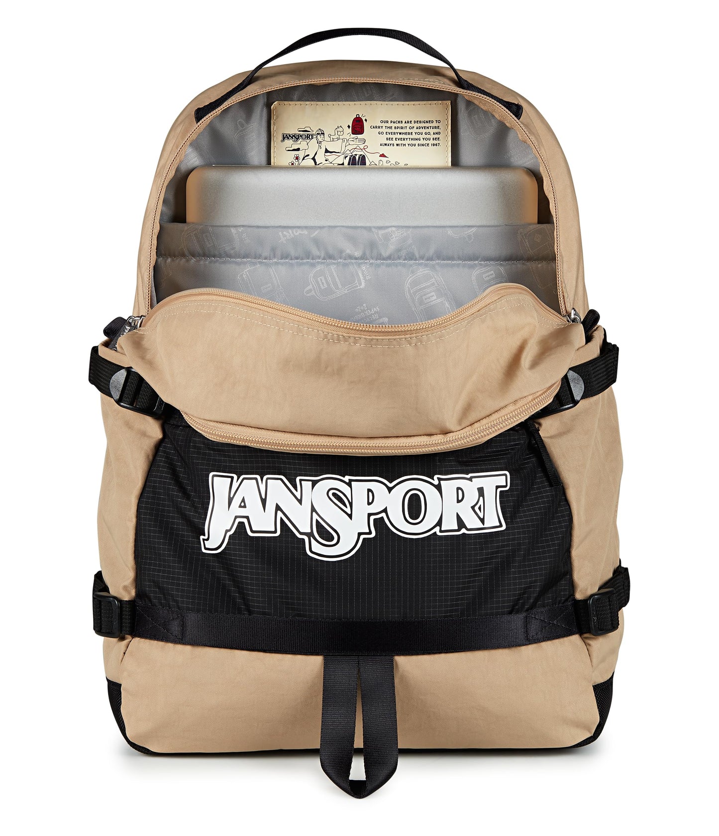 JanSport Small Seattle Pack - Compact Backpack with Main Compartment, Dual Water Bottle Pockets, and Padded Sleeve for 15-Inch Laptop, Travertine