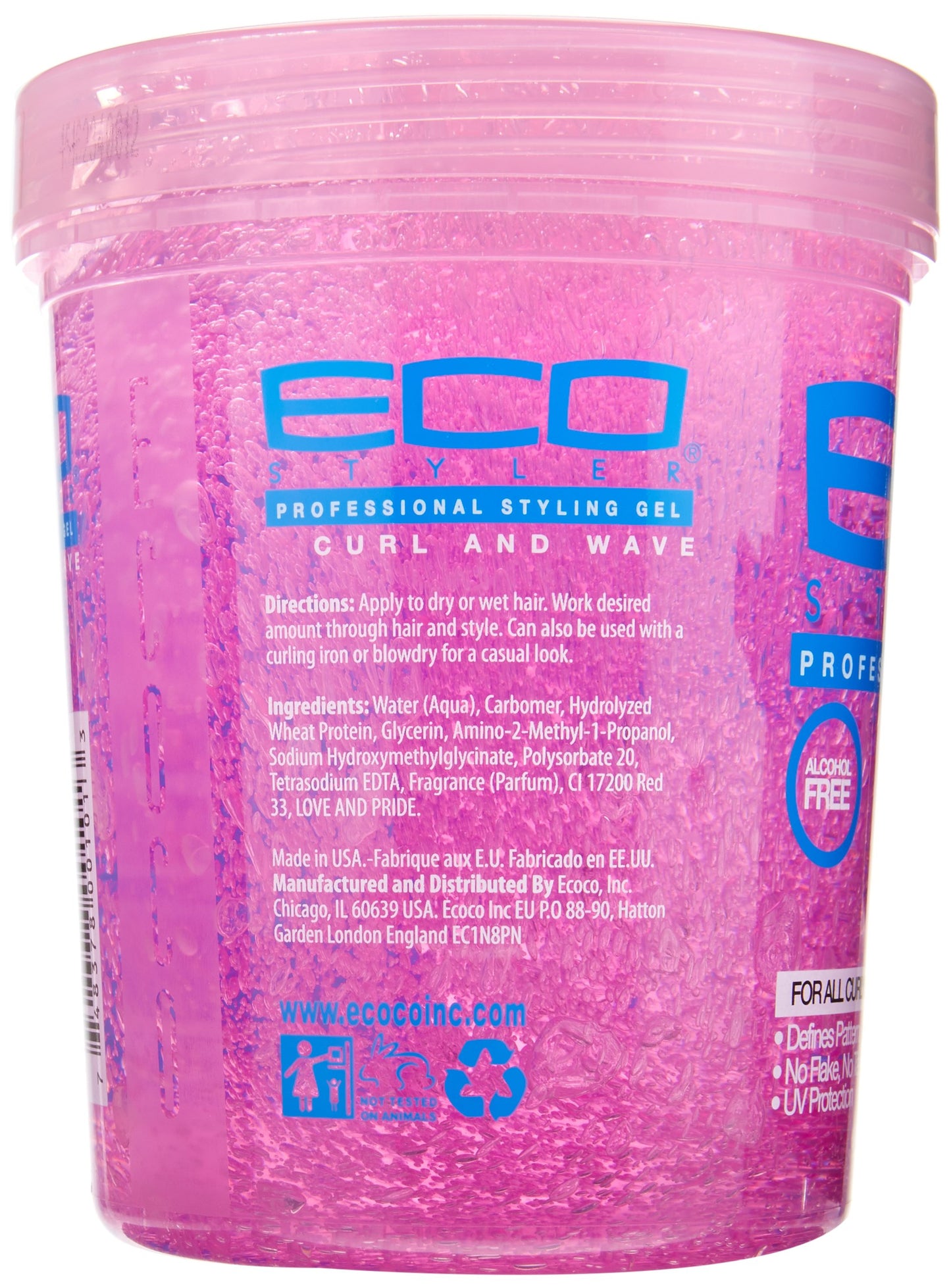 Ecoco Eco Style Hair Gel - Curl And Wave - Anti-Itch, Alcohol-Free Formula - Perfect Hold For Angled Or Tapered Sides - Ideal For Wavy Hair - No