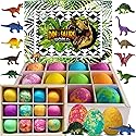 Bath Bombs for Kids with Surprise Inside - 12 Dinosaur Bath Bombs with Toys, Organic Colorful Bubble Bath Fizzies, Dino Egg Bath Bomb w/Rich Bubbles…