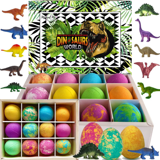 Bath Bombs for Kids with Surprise Inside - 12 Dinosaur Bath Bombs with Toys, Organic Colorful Bubble Bath Fizzies, Dino Egg Bath Bomb w/Rich Bubbles…