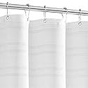 TURKIO White Waffle Shower Curtain, Waffle Weave Striped Shower Curtain Hotel Luxury White Fabric Shower Curtains for Bathroom