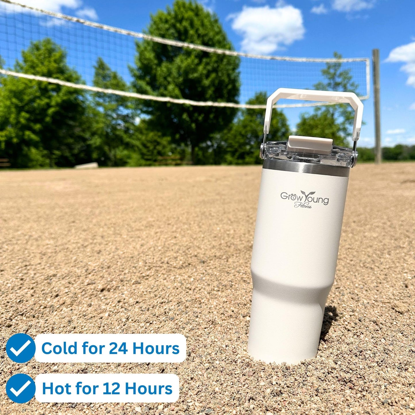 Grow Young Fitness 32oz Premium Insulated Water Bottle - Leakproof, Stainless Steel, Double-Wall Vacuum Sealed, Cup Holder Friendly, BPA-Free