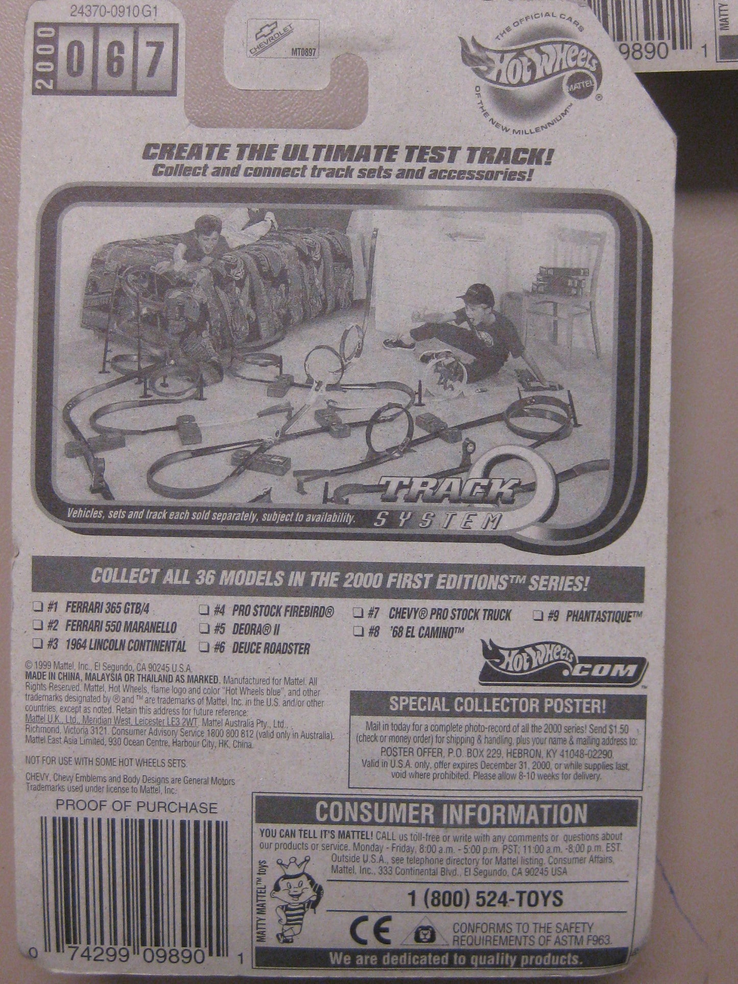 Hot Wheels - 2000 First Editions - Chevy Pro Stock Truck - Neon Orange - Collector #067 - 7/36 - Die Cast - Limited Edition - Collectible 1:64 Scale