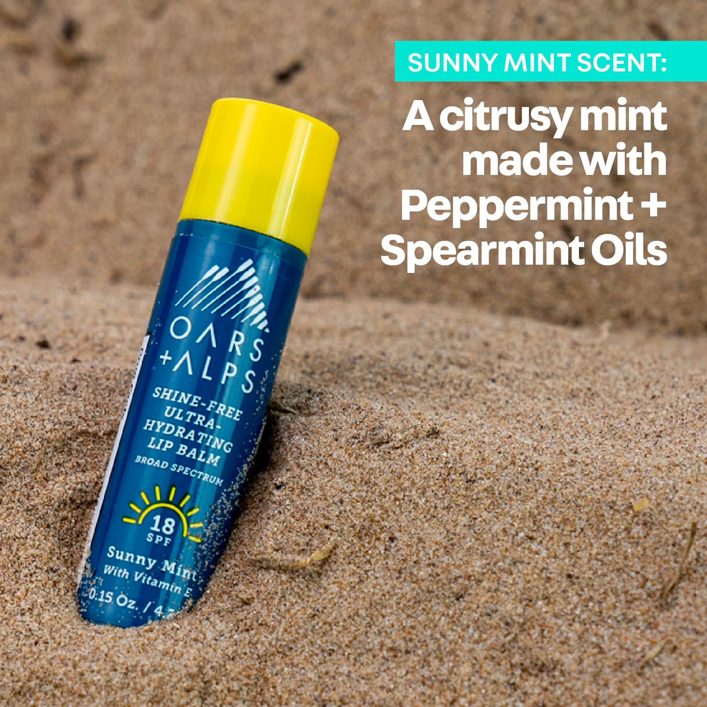 Oars + Alps Lip Suncreen, SPF 18 Lip Balm, Shine Free Sunscreen for Lips, Infused with Vitamin E, Peppermint & Spearmint, Water & Sweat Resistant