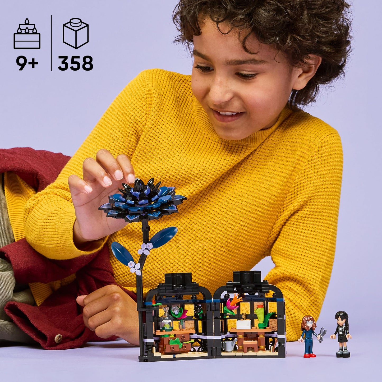 LEGO Wednesday Black Dahlia Flower 76784, Building Toy with Wednesday Addams & Professor Minidolls, Gift Idea for Kids Ages 9+