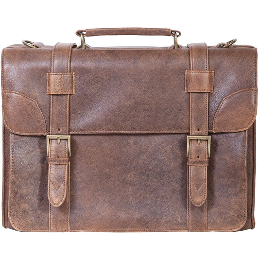 Scully Genuine Lamb Leather Satchel Briefcase, Antique Brown (602-10-29-F)