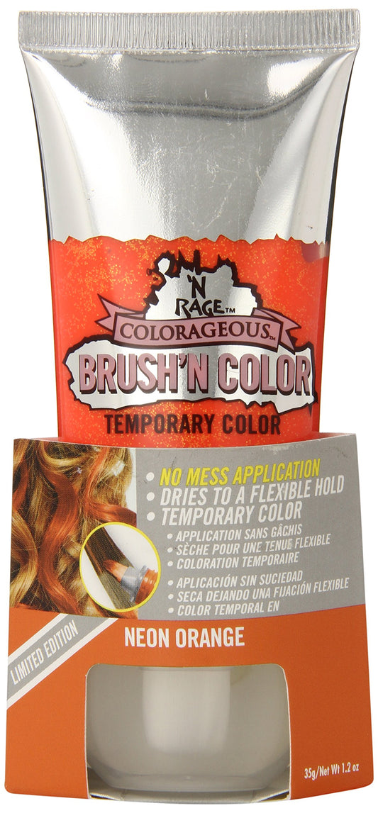 N'Rage Colorageous Brush'n Color Temporary Hair Color, Neon Orange, 1.2 Ounce