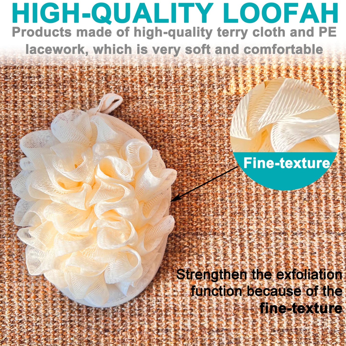 2 Pack Exfoliating Body Spa Bath Mitt for Men & Women - Loofah Sponge Brushes Pouf Bath Mesh Brush - Shower Scrubber Remove Dead Skin 5×7inchs