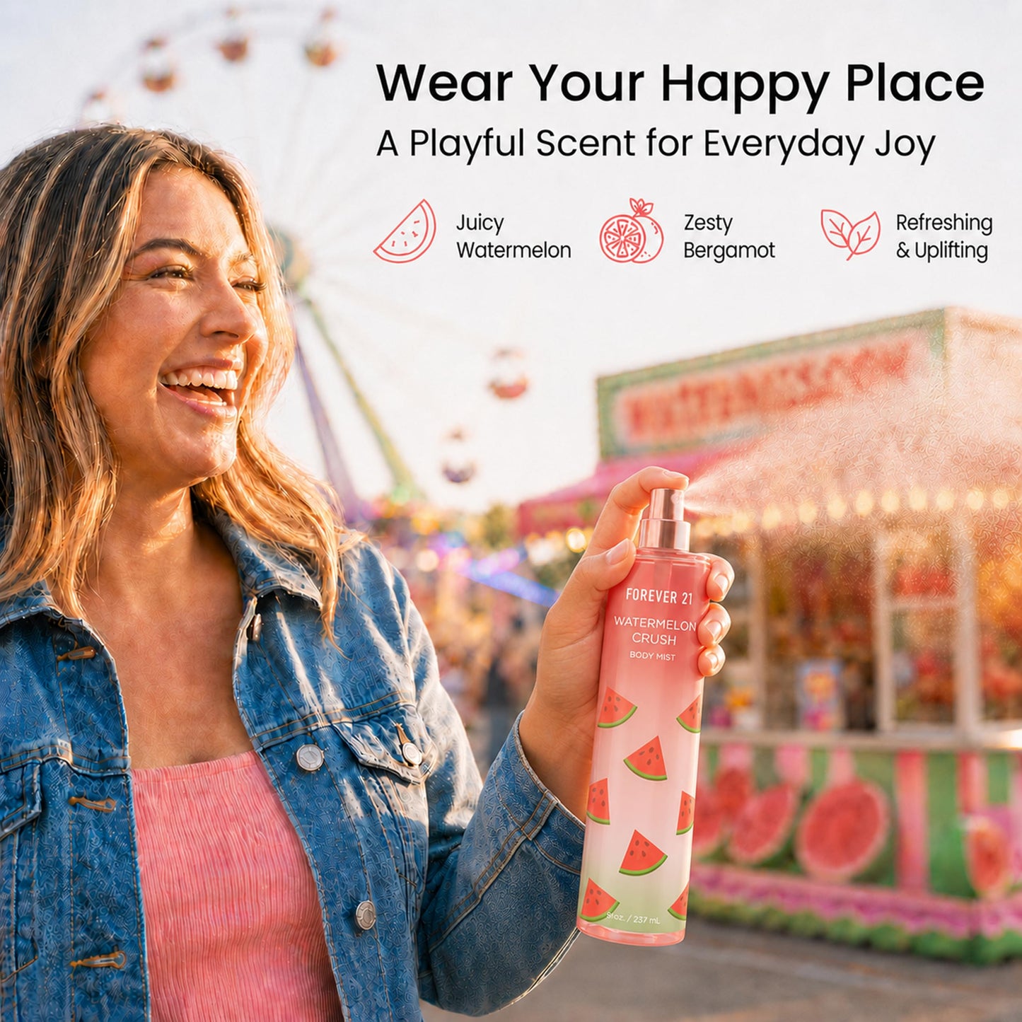 Forever 21 Watermelon Crush Body Spray Mist | Lightweight & Refreshing Everyday Scent | Sweet Body Spray with Fresh Sliced Watermelon Top Notes
