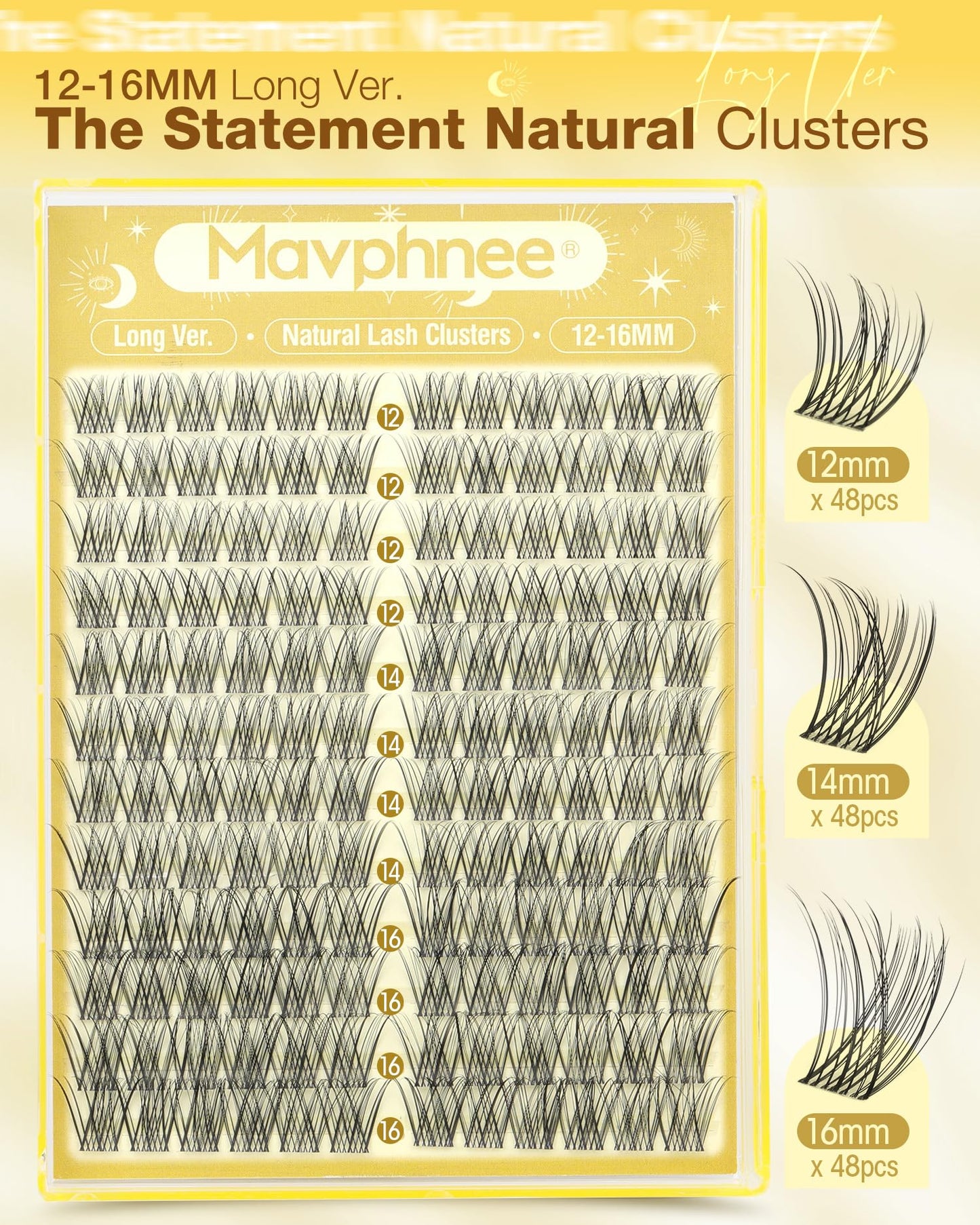 Lash Clusters 12-14-16MM Natural Cluster Eyelash Extensions with CC-Curly & Clear Band Wispy Pestañas Postizas Naturales 144Pcs DIY Lashes For Big Beauty and Personal Care Mavphnee