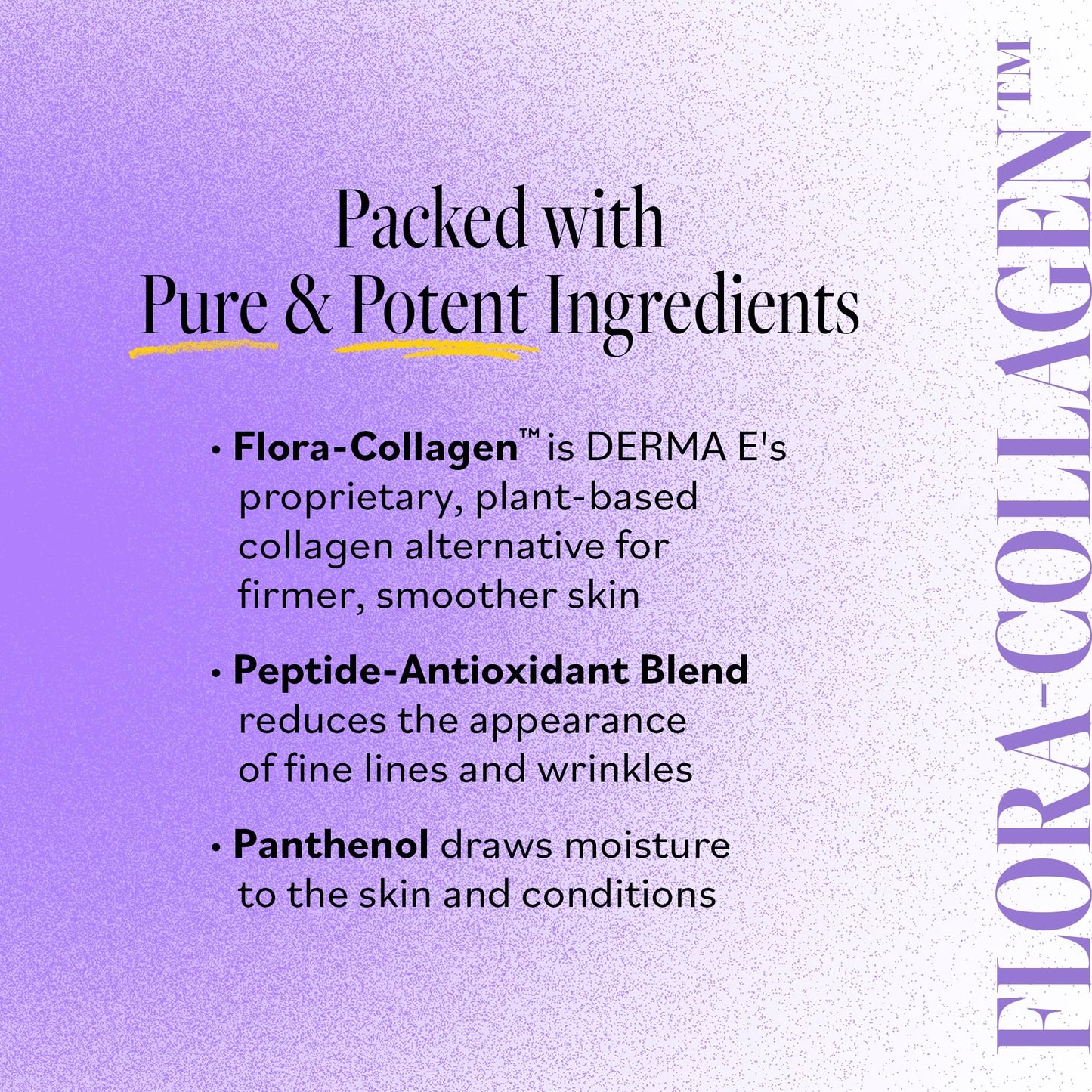 DERMA E Advanced Peptides and Vegan Flora-Collagen Serum - Double Action Collagen Face Cream with Peptide Complex - Intensely Hydrating Serum