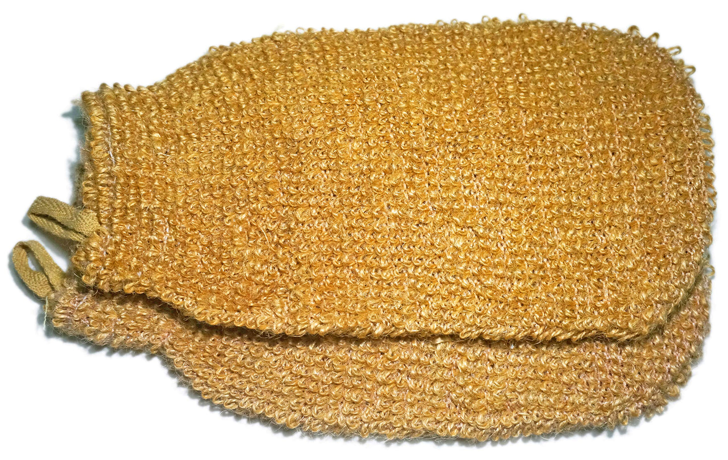 2 Pack (5.1×9.0 inches) Natural Vegetable Fiber Exfoliating Sisal Bath Spa Shower Scrubber Loofah Rub Glove Mitt Mitten - Great for Your Skin Care