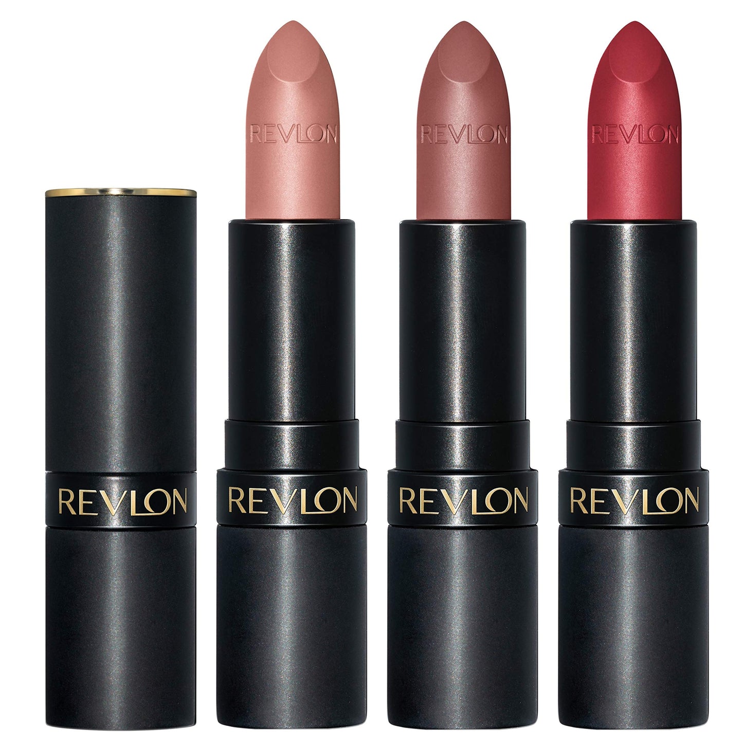 Revlon Super Lustrous 3-Piece Lipstick Gift Set, High Impact, Matte Finish, 003 Pick Me Up, 014 Shameless, 008 Show Off, 0.45 Oz
