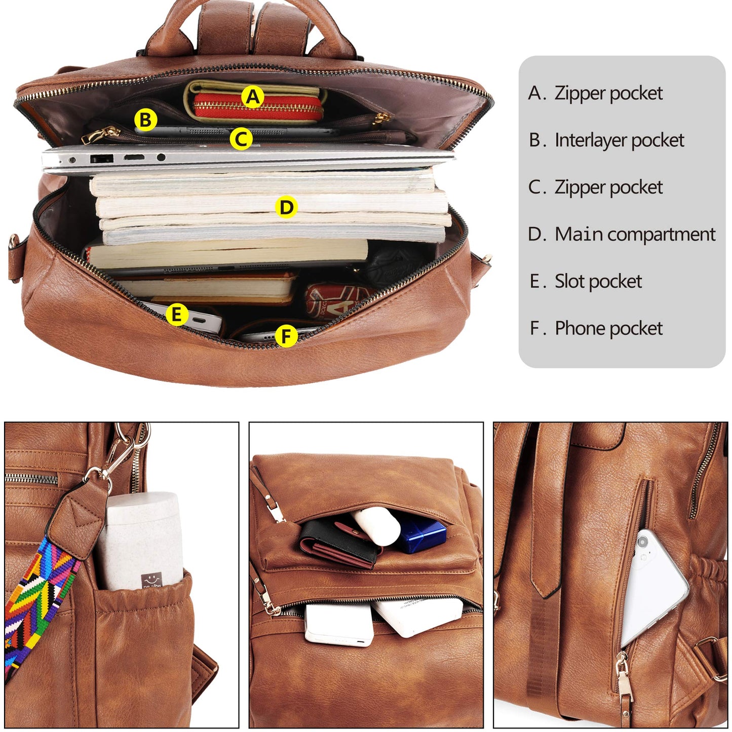 Dora & Liz Womens Backpack Purse Leather Fashion Travel Backpack Purse for Women Designer