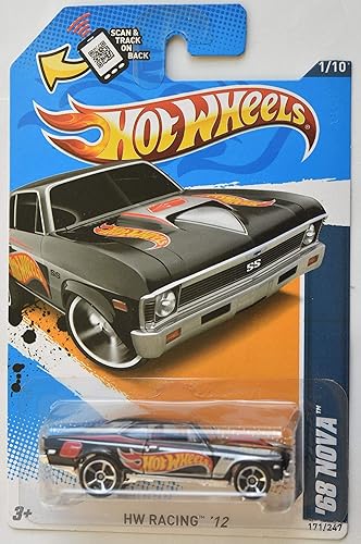 HOT Wheels 1:64 Scale 2012 Racing 1/10 Black '68 NOVA 171/247