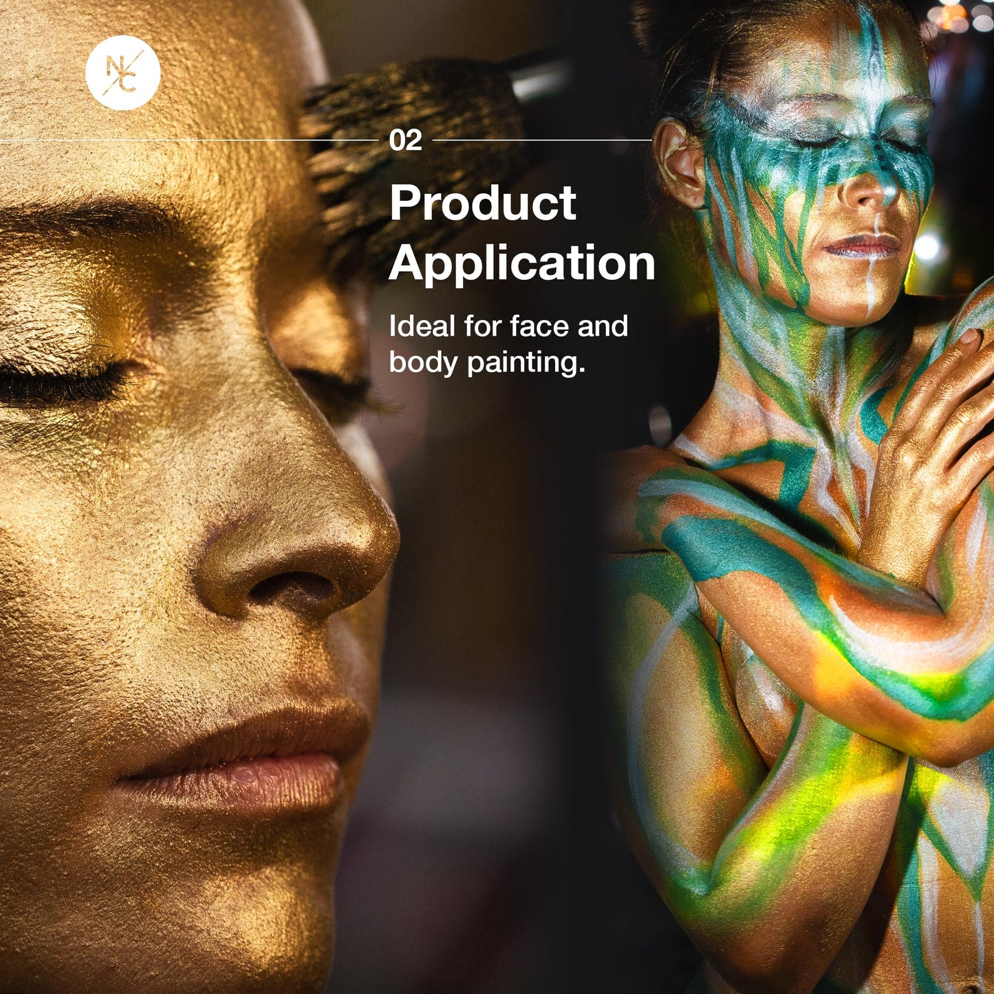 Narrative Cosmetics Water-Activated Face & Body Paint - Highly Pigmented, Long-Lasting Face & Body Paint for SFX, Cosplay, and Artistic Makeup - Gold