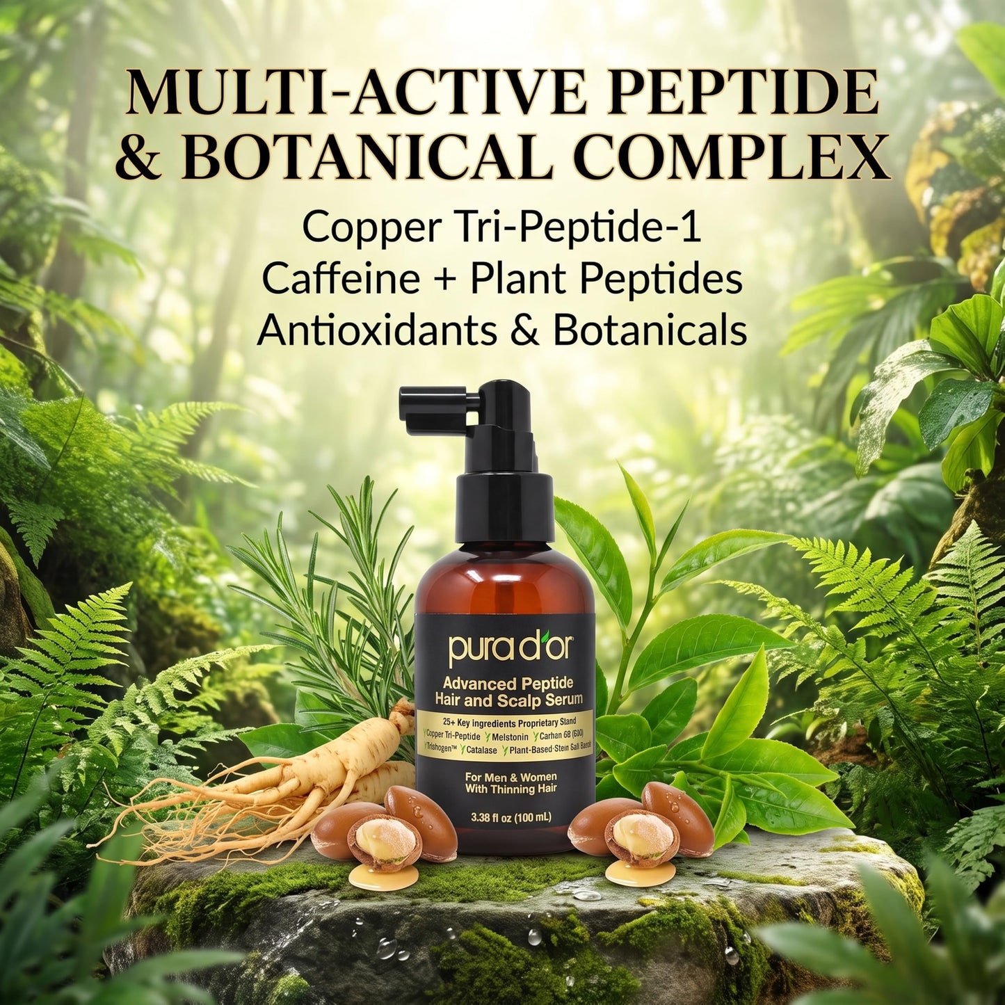 PURA D'OR Advanced Hair & Scalp Serum - For Hair Thinning with Copper Tri-Peptide, Caffeine, Botanical Extract Blend, Fuller Appearance Strands Beauty and Personal Care PURA D'OR