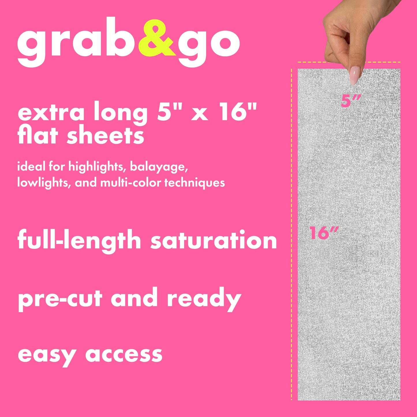 Colortrak Embossed Hair Coloring Foil Sheets, Professional, Convenient 5 x 16 inch Extra Long Pre-cut Sheets, Easy to Grab During Processing, Silver