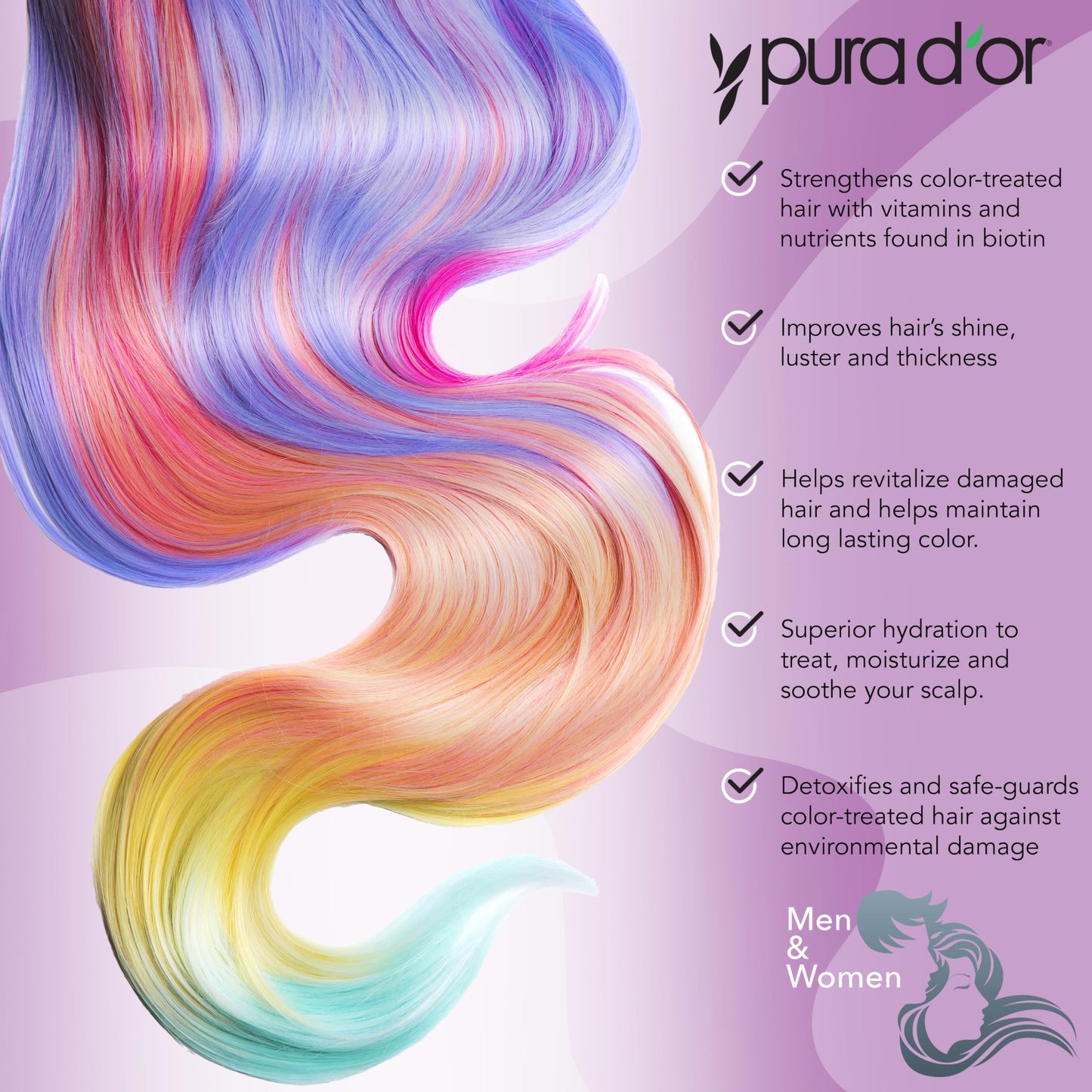 PURA D'OR Purple Shampoo & Conditioner (16oz x 2) ColorHarmony Biotin Set For Bleached, Blonde, Silver & Color Treated Hair - Keratin, Bamboo Fiber