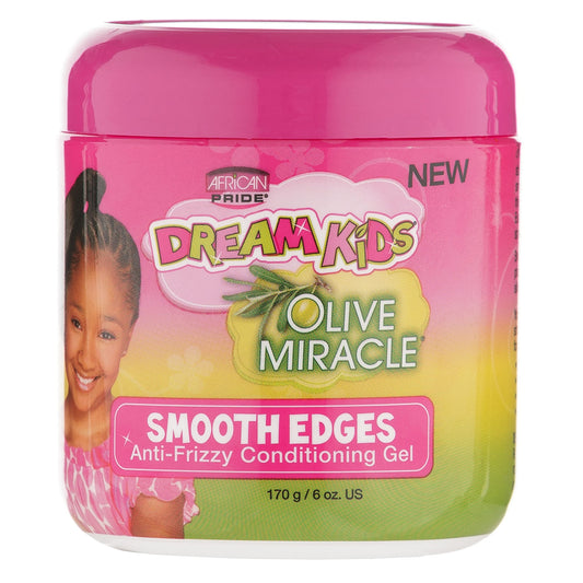 African Pride Dream Kids Olive Miracle Smooth Edges Anti-Frizzy Conditioning Gel (3 Pack) - Contains Olive Oil, Reduces Hair Dryness & Breakage, 6 Oz