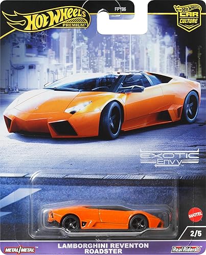 Hot Wheels Premium Car Culture Circuit Legends Toy Vehicle, 1:64 Scale Die-Cast Lamborghini Reventon Roadster for Collectors, Real Riders, Metal/Metal