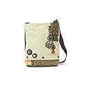 CHALA Patch Cross-Body Women Handbag, Canvas Messenger Bag (Metal Paw Print - Sand)