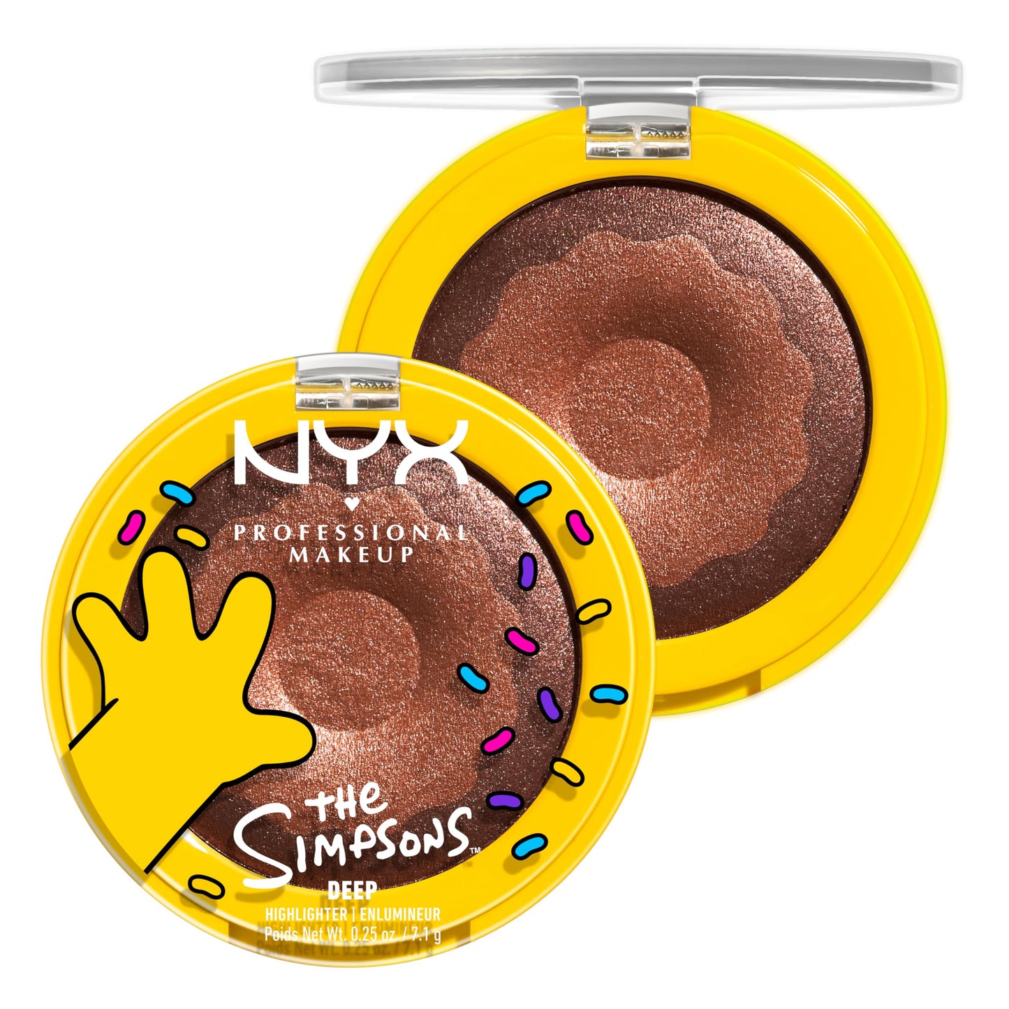 NYX PROFESSIONAL MAKEUP Homer Simpson Donut Highlighter Makeup, Frosted & Buttery Shimmer Powder Formula, The Simpsons Collaboration, Vegan
