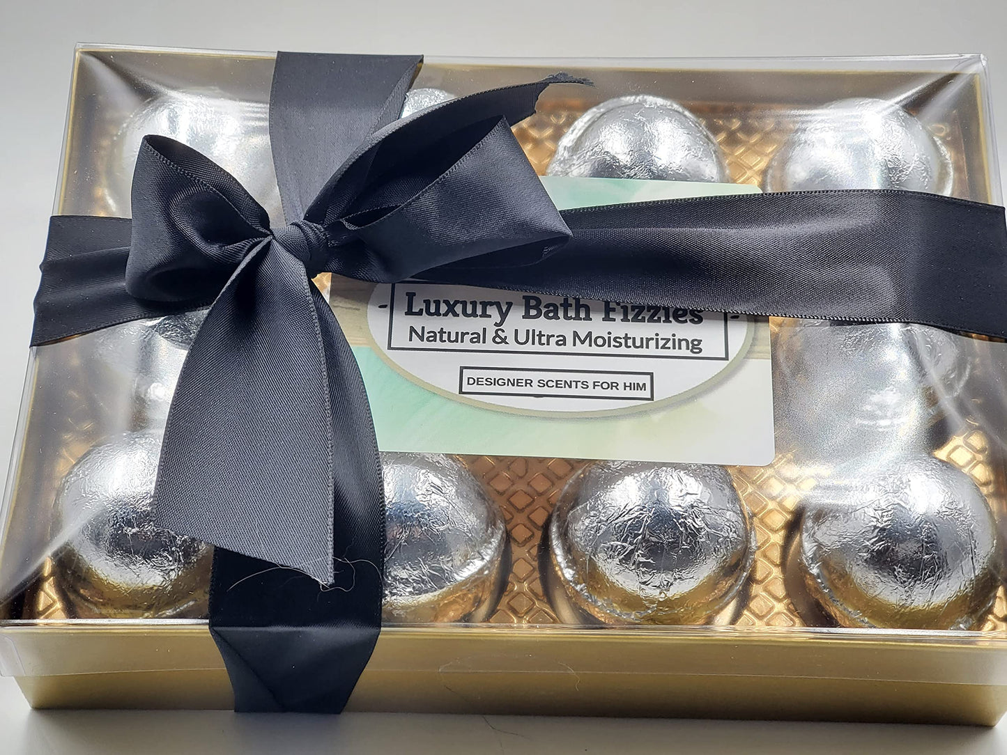 Spa Pure Designer Bath Bombs - for Men, Natural, Organic, large bathbombs, 12 Designer Scents for Men, Elegant Bath Bomb Gift Set (2.5 oz each)