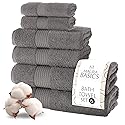 MAURA Basics Bath Towel Sets for Bathroom with Hanging Hook Loops. 2 Bath Towels, 2 Hand Towels, 2 Washcloths, Soft, Durable, Long Lasting…