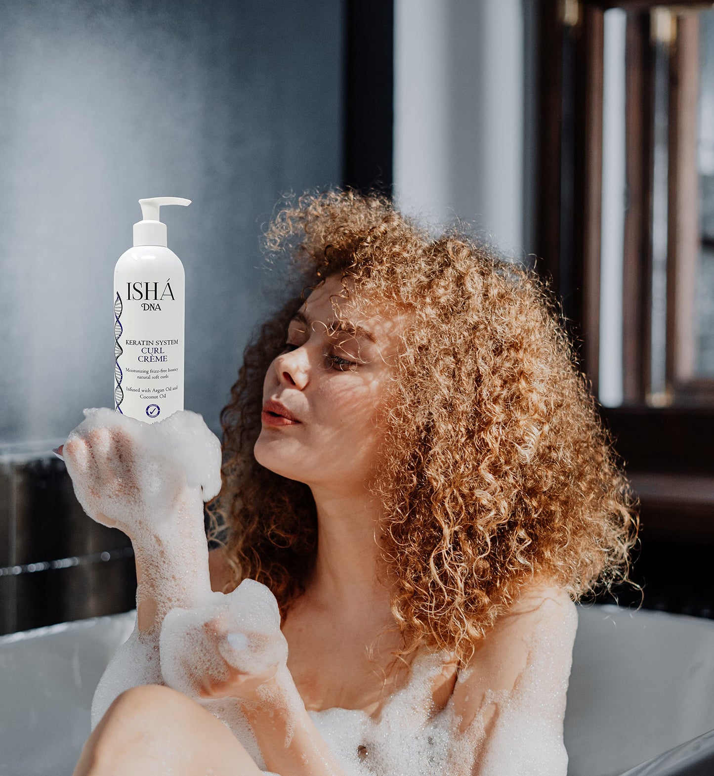 ISHA DNA Keratin System Curl Creme - Infused with Argan Oil and Coconut Oil - Moisturizing Frizz Free Bouncy Natural Soft Curls - Curling Cream