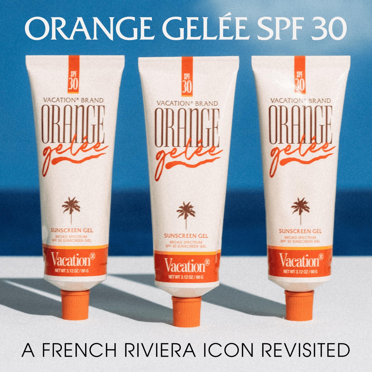 Vacation Orange Gelée SPF 30 Sunscreen Gel and Tube Key Bundle, 3.12 Fluid Ounces - Hydrating Balm-to-Oil Tanning Gel, Transparent, Water-Resistant