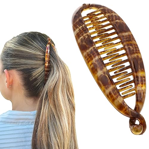 Camila Paris CP1040 French Large Banana Clip Hair Comb, Classic Banana Clips Hair for Thick Hair Ponytail Holder Interlocking Styling Clips for Women