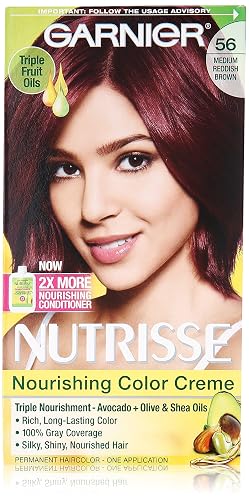 Garnier Nutrisse Nourishing Hair Color Creme, 56 Medium Reddish Brown (Sangria), 3 Count (Packaging May Vary)