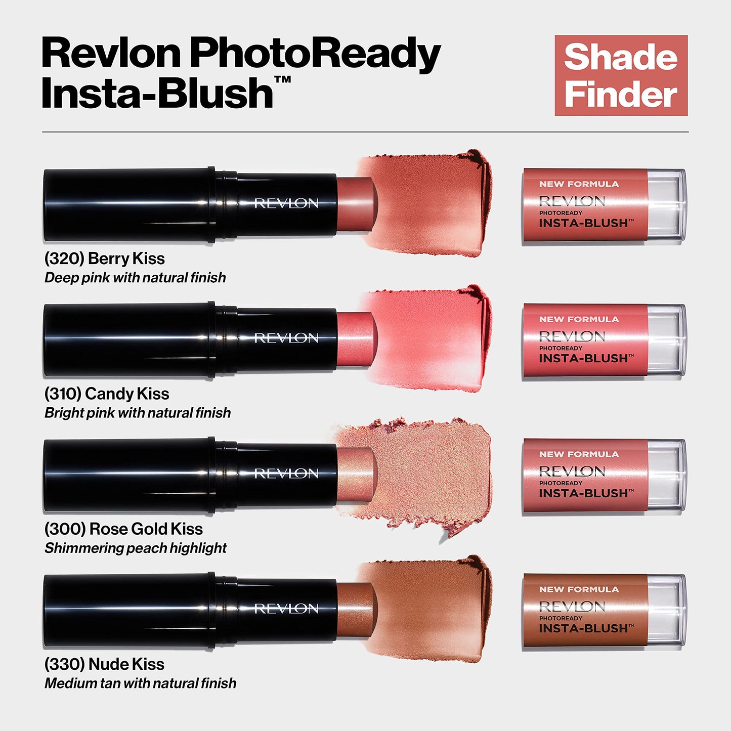 Revlon Blush Stick, PhotoReady Insta-Blush Face Makeup with Cream to Powder Formula, High Impact Color, Moisturizing Creamy Formula, 330 Nude Kiss