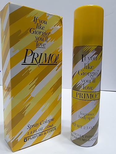 Primo By Parfums De Coeur For Women. Cologne Spray 1.8-Ounce and Fragrance Deodorant Body spray 2.5 Oz bundle