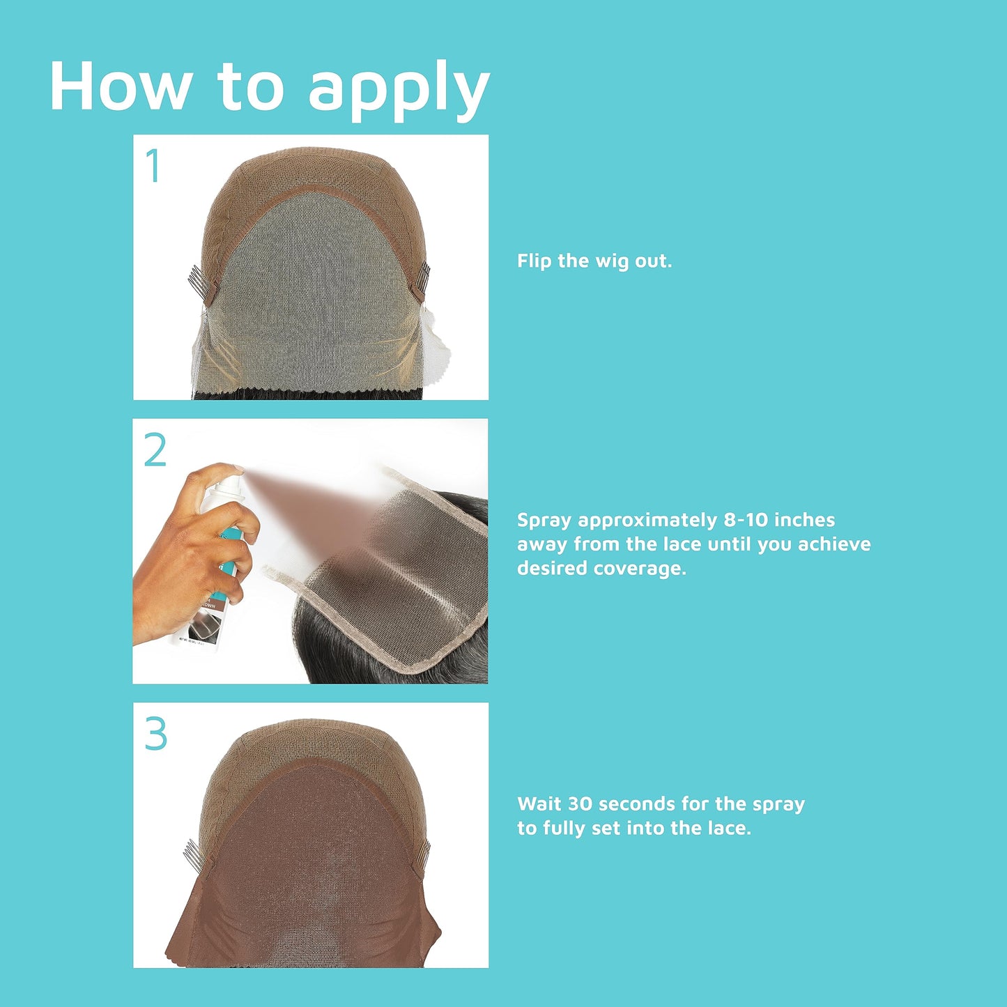 KISS Colors & Care Quick-Dry Lace Tinting Spray – Dark Brown 3 oz, Smudge-Free, Sweat-Resistant, Buildable Coverage for Natural Look