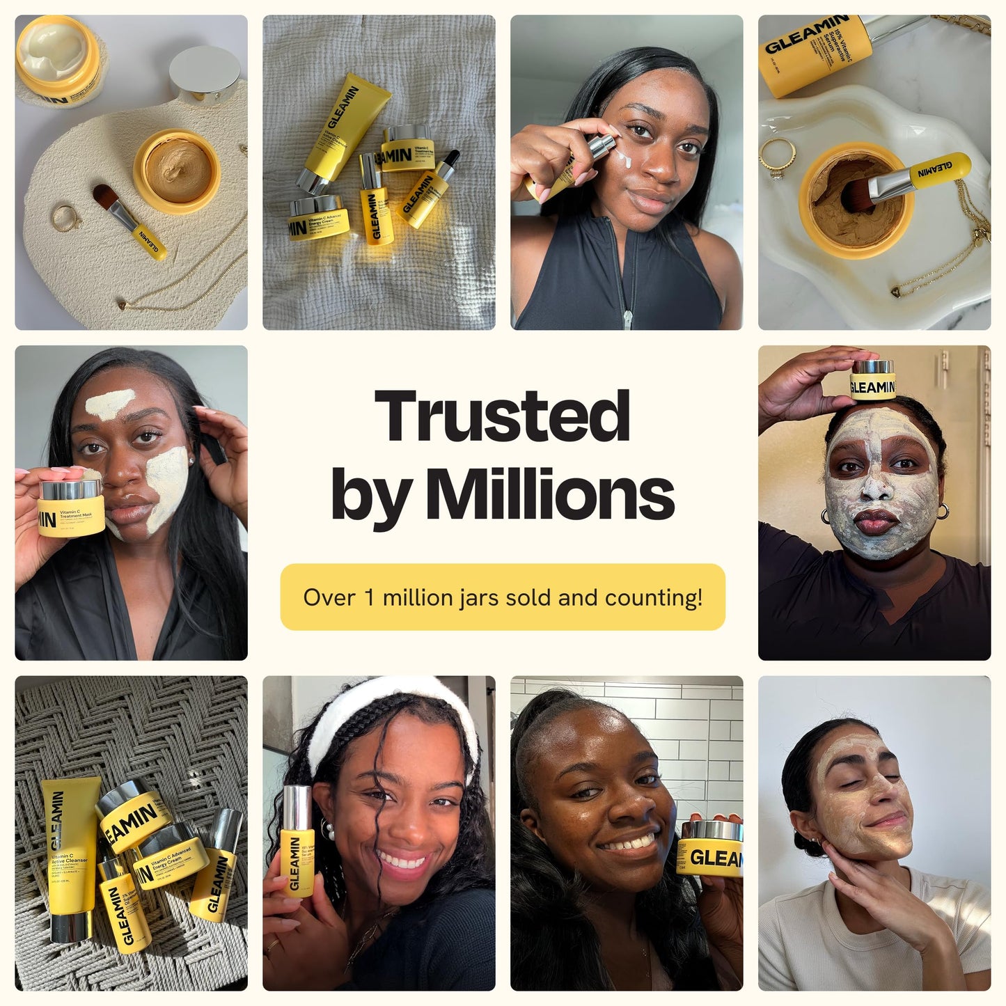 Gleamin Vitamin C Clay Mask for Dark Spots, Turmeric Clay Face Mask Skin Care, Deeply Cleanses & Refines Pores, Brightens Uneven Tone and Helps