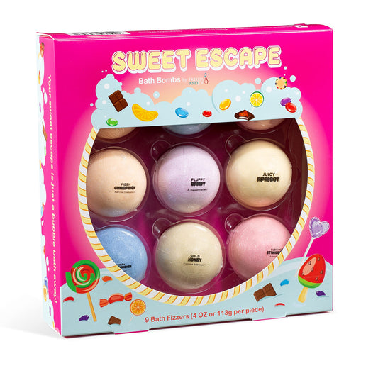 Sweet Escape Candy Fruity Juicy Sweet Treat Bomb Bath Fizzers Bath Bomb Gift Set for Women - 9 Large Bath Bombs Aromatherapy Luscious Fragrance Bath…