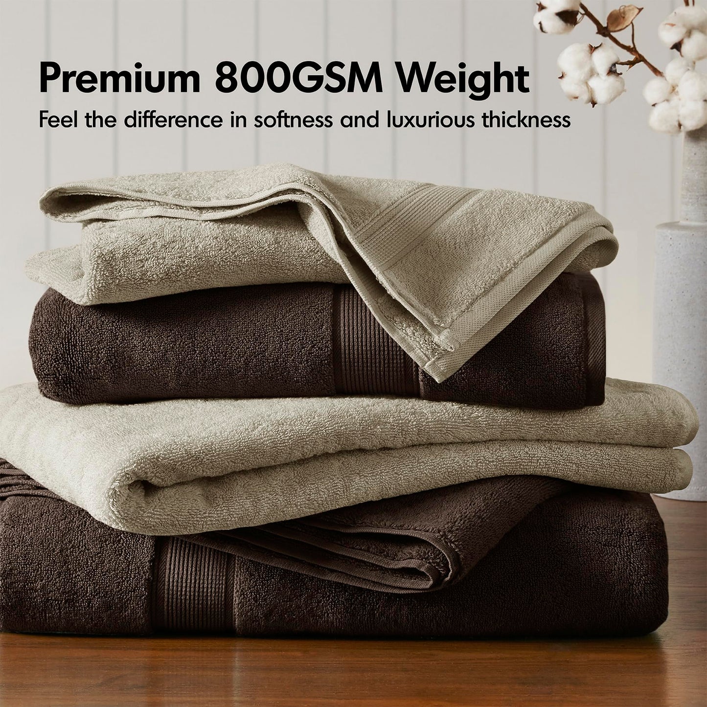 Madison Park 800GSM Bathroom Towel Set of 8 100% Cotton Bath Towel Set for Bathroom Luxurious Highly Absorbent 2 Bath Towels 2 Hand Towels 4…